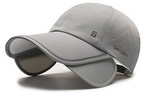 TAGVO Gorra de Béisbol con Visera Retráctil, Gorra Deportiva Transpirable de Secado Rápido, Protección Solar UPF 50+ para Hombres y Mujeres