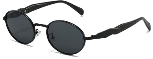 YAMEIZE Gafas de Sol Retro Ovaladas para Mujeres Hombres Gafas de Sol Redondas Pequeñas Vintage de Los 90 UV400