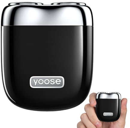 yoose Mini Rasoir Electrique Hommes,Portable & Léger en Alliage Rasoir Homme,Recharge Rapide USB-C Rasoir Electrique,Lame Magnétique,Étanche IPX7/Usage Sec/Humide - Voyage/Voiture/Sport (Noir)