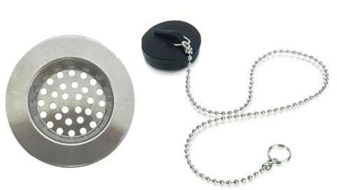 Stainless Steel Sink Strainer And Plug Set Effortless Clog Prevention And Odor Control For Kitchen And Bathroom Drains Keeps Hair Out Sparkling Clean Sinks Waste Plug Trap Filter Silver (2 Pc Set)