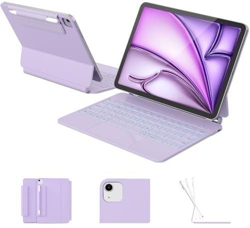 RAYMCRAFT per iPad Air 11 (M3 2025 / M2 2024) e iPad Pro 11 (1a/2a/3a/4a generazione), tastiera magica per Air 4/5 11, tasti retroilluminati a molla, superficie antimacchia, trackpad multi-touch