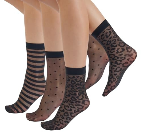 CALZITALY 3 Paar Damen Gemusterte Socken, Feine Elegante Socken, Made in Italy