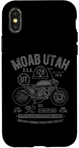 Moab Utah Route U-128 Colorado River Retro Motorrad Design Hülle für iPhone X/XS
