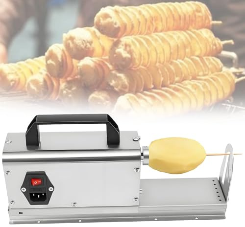 GLBMXDD Professioneller elektrischer Kartoffelspiralschneider, 3-in-1-Gewerbe-Elektro-Kartoffelschneider – 40 W, 200 U/min, Tornado-Spiralschneider, für Curly Fries und Twists
