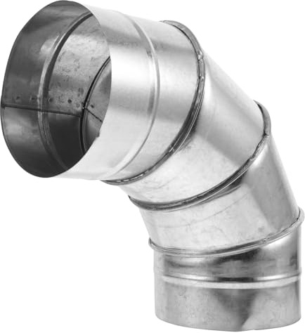 VILLFUL Coude de Tuyau de Cheminée en Fer Galvanisé 90 Degrés pour Conduit de Hotte Cuisine Léger et Compatible pour Poêle et Hotte de Cuisinière