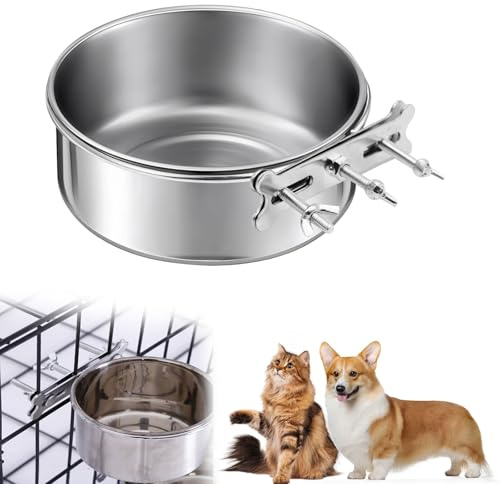 Hundenapf zum Einhängen aus Edelstahl, Hängender Futternapf & Wassernapf | Stabil & Langlebig, Napf für Käfig, Geeignet für Hunde und Katzen (Screw Hook)