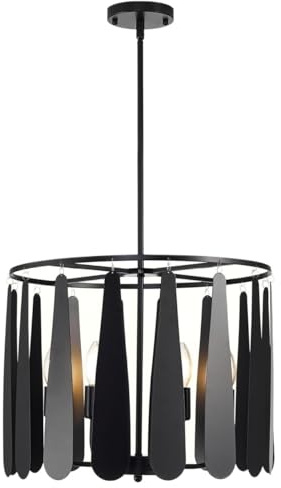 Industrie Pendelleuchte E12, Kronleuchter im Landhausstil mit schwarz-goldener Esszimmerdeckenlampe Hochdecke(13-Black-6 Lights)