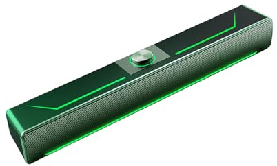 Altoparlanti PC, 3W Portatile Stereo Surround 3D Soundbar con Luci LED Verdi, USB Audio 2.0 Canali Casse Monitor per PC Desktop Laptop TV (USB)