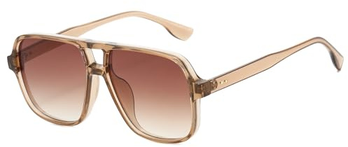 Long Keeper Retro Pilot Sonnenbrille Pilotenbrille Herren Damen Quadratisch Sonnenbrille Groß 70er Klassisch Eckige Pilot Retro Brille UV400