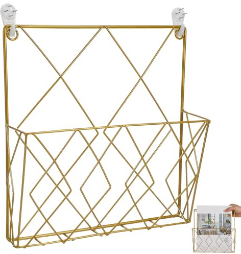WHAMVOX Brochure Rack Metal Wire Frame Wall-Mounted Book Organizer for Home Decor and Classroom Storage with Versatile Design