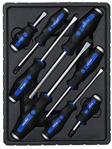 8pc Go Through Screwdriver Set Flat Bladed Headed Phillips Screws