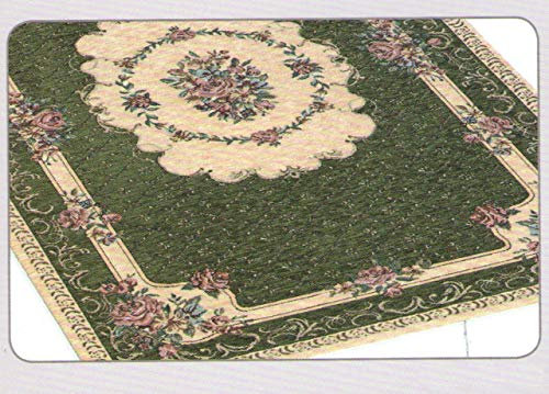 Tappeto Velour con Retro Antiscivolo Modello Bouquet 85x150cm Verde