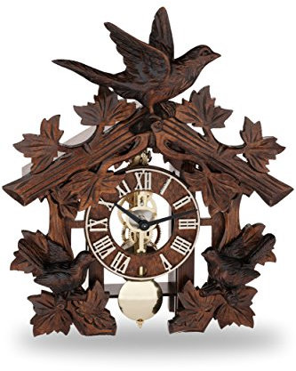 Hermle Kuckucksuhr Original Schwarzwälder Kuckuckuhr Echtholz mechanisches 8-Tage Laufwerk NEU VDs Zertifikat Schwarzwalduhr 31cm- 23028-030721