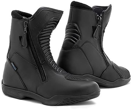 REBELHORN Rio Stivali da Moto Uomo e Donna | Pelle PU | Membrana Hipora | Protezioni per Caviglie | Due Cerniere Lunghe | Solette Antibatteriche | Elementi Riflettenti