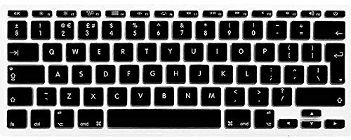 FINDING CASE EU/UK Keyboard Cover Compatible Older Apple Macbook Air 11 inch A1370/A 1465(2015/2014/2013/2012/2011/2010release) - Waterproof Adhesive Protective Silicone Skin Black