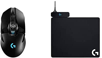 Logitech G903 Lightspeed Ratón Gaming Inalámbrico, Captor Hero 25K, 25,600 dpi, RGB, Negro & POWERPLAY Alfombrilla de Carga Inalámbrica, Alfombrilla de Ratón para Gaming Rígida y de Tela