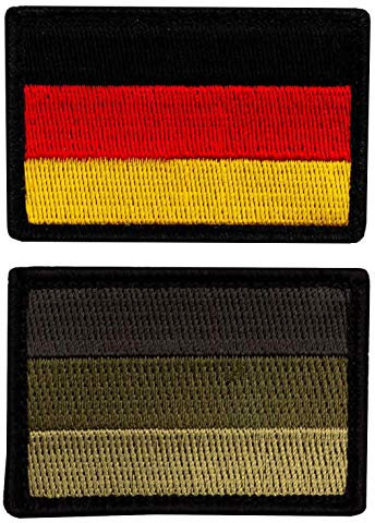 Café Viereck ® Bundeswehr Deutschland Flaggen Patch Gestickt mit Klett - 6 cm x 4 cm (Tarn/Schwarz-Rot-Gold)