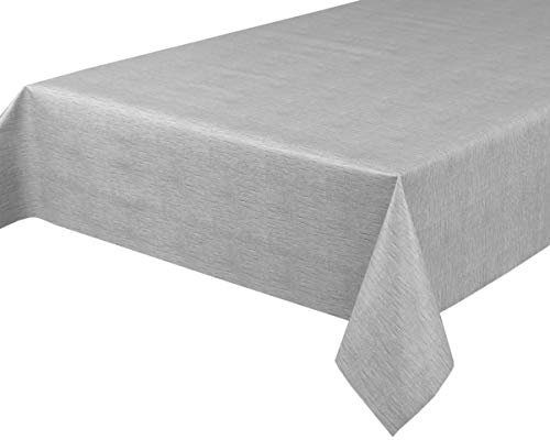 BEAUTEX Wachstuchtischdecke Wachstuch Tischdecke abwischbar ECKIG RUND OVAL, Motiv und Größe wählbar (Motiv: Leinen grau, Eckig 140 x 260 cm)