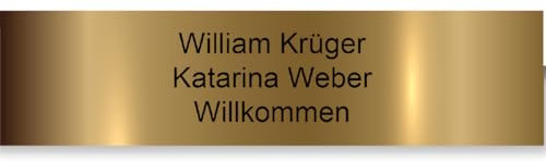 Personalisierte PVC Briefkastenschild mit selbstklebender Rückseite – 10 x 2,5 cm – Lasergravur – 20 Farben verfügbar (Antikes Metallgold)