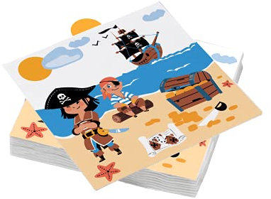 LE NAPPAGE ARTS DE LA TABLE 20 Servietten aus Watte, 33 x 33 cm, 3-lagig, Piratenschaume, Muscheln