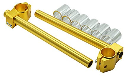 1 Paar Motorrad Stummellenker,MoreChioce Universal 275mm Motorrad Halber-Lenker CNC Aluminiumlegierung Lenkerstummel Einstellbar Lenker Stummellenker Clip Motorrad Modifikation Zubehör,Gold