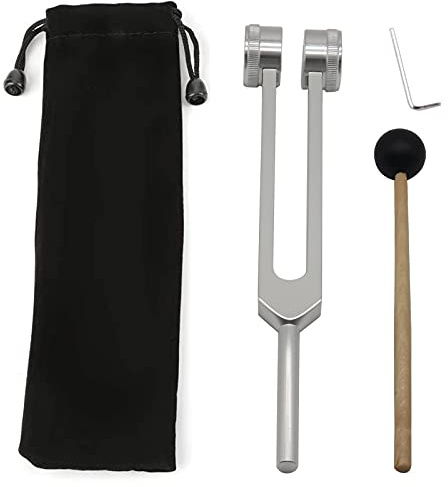 Aluminum Alloy Tuning Fork WorthPlanet 128Hz Non-Magnetic Chakra Hammer Ball Diagnostic Ear Tuning Fork Sensory Tuning Fork with Soft Black Storage Bag for Healing Meditation Sound Therapy W150003