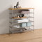 PHOS Design, SBS800-5-Eiche, 80cm Sideboard mit massiver Eichenholz-Ablage und 5 Edelstahl-Ebenen