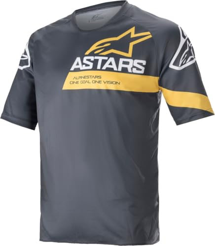 Alpinestars Unisex-Erwachsene Racer V3 Jersey-Short Sleeve Hemd, Anthrazit/Schwefelgelb, S
