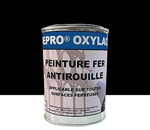 DEPROMA OXYLAC Peinture antirouille pour métal neuf et rouillé - 200GR (NOIR BRILLANT)