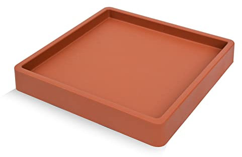 Prime Garden ® CONCAVE Square Round Platform Carrello per piante resistente alle intemperie sottopentola con ruote aiuto per il trasporto di piante rullo di fiori sottopentola (45 x 45 cm terracotta)