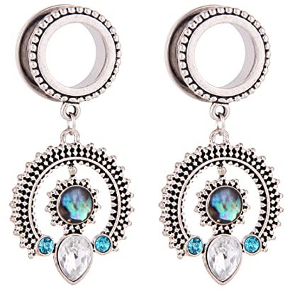 Wycian Ohr Tunnel Plug, Tunnel Kit Runder Anhänger Mit Zirkonia Silber 2STCK 1 1/8 Inch 28MM Rostfreier Stahl Tunnel Piercing für Männer Frauen