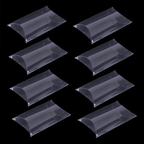 30 Stück transparente Kunststoff-Kissen-Boxen, kleine PVC-Geschenkboxen, Geschenkverpackungen, Partygeschenkboxen, Mini-Geschenkkartenhalter für Hochzeit, Geburtstag, 140 x 70 x 25 mm