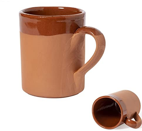 noTrash2003 Tazza da caffè realizzata a mano in argilla dal look rustico, ecologica e riciclabile Made in Europe (dritta)