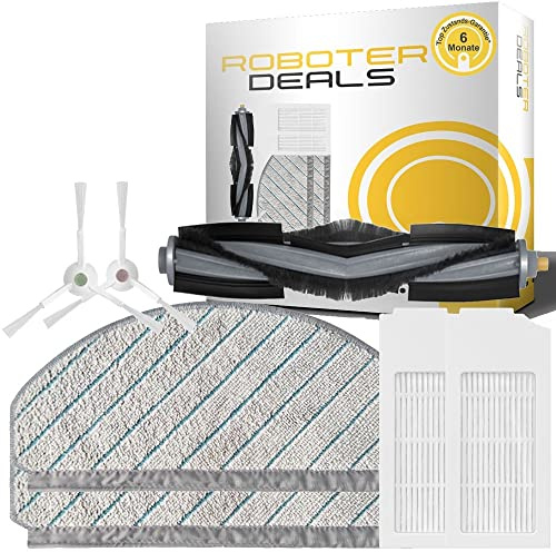 Roboter Deals - Zubehör Set, Ersatzteile Kit für Ecovacs Deebot T10 u. T10 Plus (2X Wisch-Pad, 2X Seitenbürste, 2X Feinstaub-Filter, 1x Hauptbürste) Staubsaugroboter