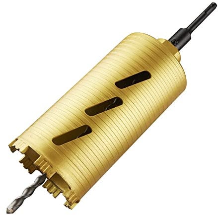 KATSU Diamond Core Drill Bit Corona Perforadora Diamantada Φ 102 x 180mm con Adaptador SDS y Taladro Broca Piloto para Perforación en Seco, Sierra Perforadora de Pared de Hormigón de Mampostería