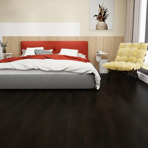 FLOREXP Vinyl Flooring - Lino Flooring with Dark Poplar Effect,Peel & Stick Floor Tiles Self Adhesive Flooring,2.0mm 36pcs Waterproof for Bathroom (5.02m²,Dark Poplar)