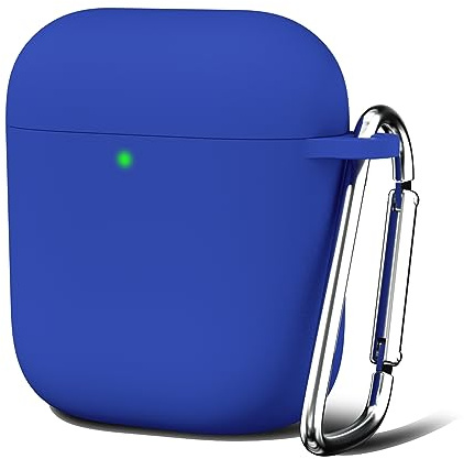 Oakxco Silicone Case for Airpods 1st 2nd Generation with Keychain, Thin Slim Soft TPU Skin Rubber Gel Cute Airpods Case 1/2 Gen Cover Aesthetic Accessories for Women Men, Royal Blue
