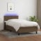 Festnight Polsterbett 90 x 200 cm, Bett Komplett, Polsterbett mit LED, Boxspringbett mit Matratze Kunstleder, Bett mit Matratze,Bett mit Lattenrost und Matratze Dunkelbraun