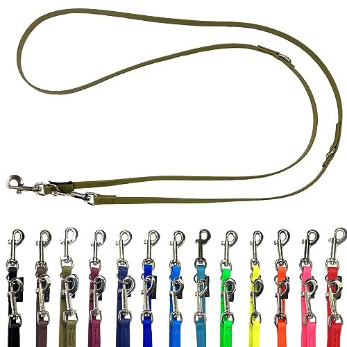 Biothane Hundeleine kleine Hunde/große Hunde verstellbar 2m / 2,40m / 2,80m / 3,50m / 5m SILBERNER Haken 9mm / 13m,m / 16mm (2m X 16mm, Olive)