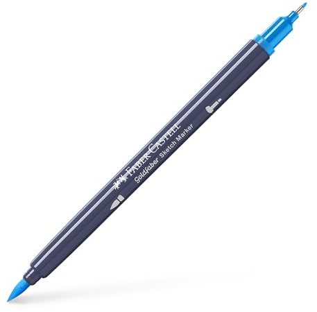 Faber-Castell Goldfaber Sketch Marker Marker Dual Doppelspitze (Fineliner & Pinsel), Azurblau (449), Einzelstift