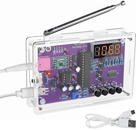 FM Radio Kit Soldering Practice Kit DIY School Project FM 87-108MHz Power Supply Modes EK1989 with Headphone Jack for Learning Teaching STEM Educational