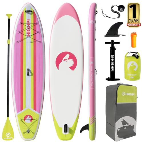 Highpi Aufblasbares Paddelbrett, 27,9 x 83,8 x 15,2 cm, rosa Stand-Up-Paddle-Board für Erwachsene und Jugendliche, vielseitiges Yoga-Supp