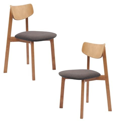 DAIVA CASA 2er Set Holzstühle - Vega - Polsterstuhl mit Rückenlehne, braun - Moderne skandinavische Möbel für Küche, Esszimmer, Wohnzimmer UVM…
