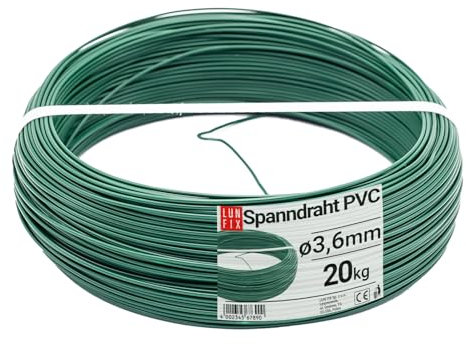 Spanndraht Gartendraht Grün Verzinkt und PVC Beschichtet | Maschenddrahtzaun Montagedraht | 20 Kg 450m / 3,6 mm