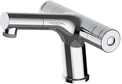 Badezimmer-Wasserhahn, Thermostatischer Waschbecken-Wasserhahn Mit Herausziehbarem 2-Funktions-Sprayer, Waschtisch-Mischbatterie, Messing, Einloch-Waschtischarmatur, Deckmontage, Wc-Wasserhahn, Chro