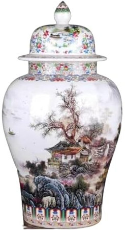 Vase en céramique de style Ming avec temple floral et le gingembre - Vase décoratif traditionnel chinois - Vase en céramique antique - A