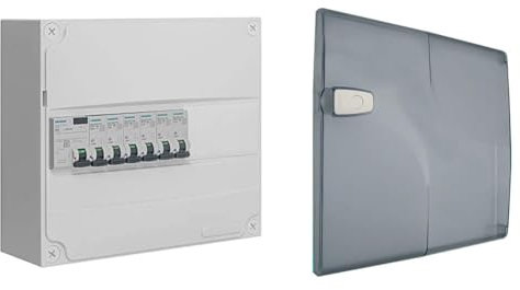 SIEMENS - Tableau électrique pré-équipé 1 rangée 13 modules 6 disjoncteurs 1 interrupteur différentiel & FR2AQ771 SIEMENS - Porte pour tableau électrique 1 rangée, Blanc