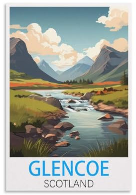 LNHZGNJNH Glencoe Vintage-Reiseposter, Schottland, 20 x 30 cm, Leinwand-Kunst, Wandbild, Gemälde, Dekoration, Wohnzimmer, Schlafzimmer, Dekoration