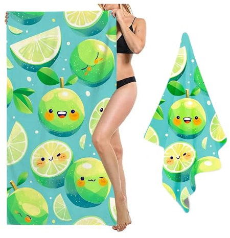 SHROUDEX Obst Strandtuch 90x180 cm Erdbeere Obst Thema Mikrofaser Strandtuch Badetuch Wassermelone Zitrone Strandlaken Handtücher Für Bad Schwimmen Camping Yoga (1,40x80cm)
