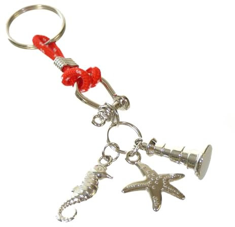 osters muschel-sammler-shop maritime Schlüsselanhänger - verschiedene Motive - Silberfarben - bester Qualität - tolles Geschenk für alle Fans des Nordens und der Inseln/Seegler (3fach rot)